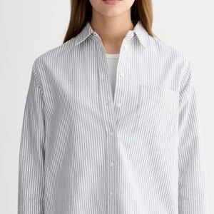 Everlane Striped Button-Down Shirt - White & Light Gray